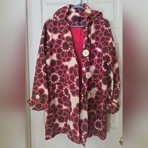 Boden Pink and Brown Floral Trench Coat